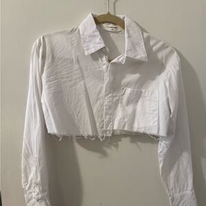 Commense White Cropped Button-Down Shirt